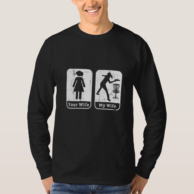 Womens Funny Husband Frisbees Disc Ehefrau Golf T-Shirt (Vorderseite)