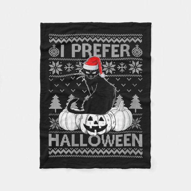 Womens Funny I Prefer Halloween Black Cat Ugly Chr Fleecedecke (Vorderseite)