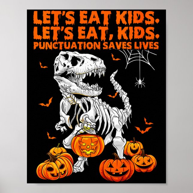 Womens Funny Let's Eat Kids Punctuation Saves Gram Poster (Vorne)