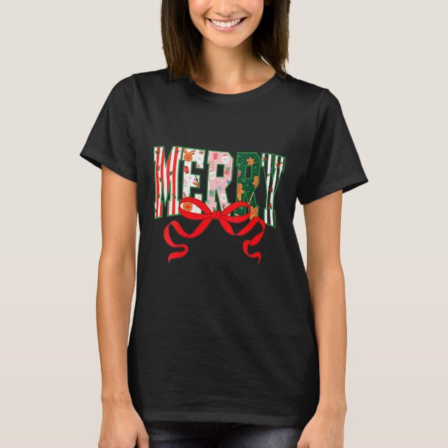 Womens Funny Merry Christmas Crew 2025 Coquette Fa T-Shirt (Vorderseite)