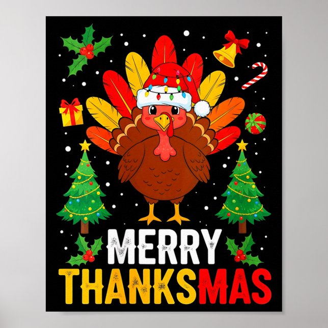 Womens Funny Merry Thanksmas Happy Thanksgiving Sa Poster (Vorne)