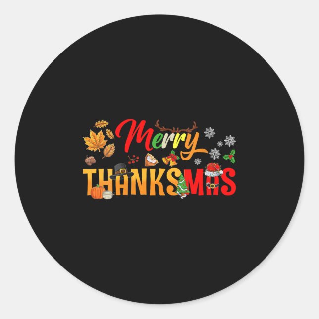 Womens Funny Merry Thanksmas Thanksgiving Christma Runder Aufkleber (Vorderseite)