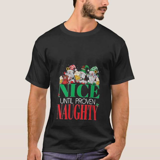 Womens Funny Nice Until Proven Naughty Santa Xmas  T-Shirt (Vorderseite)