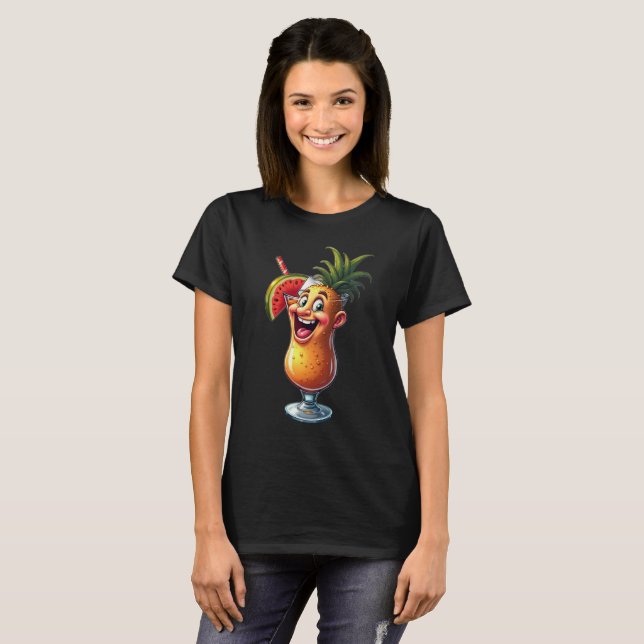 Women's Funny Novelty Tropical Drink Graphic T-Shirt (Vorne ganz)
