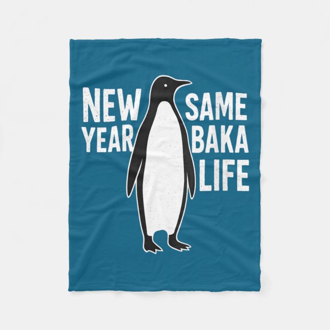 Womens Funny Penguin New Year Baka Life Anime Styl Fleecedecke (Vorderseite)