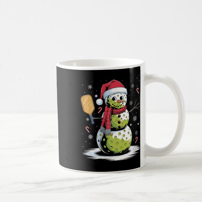 Womens Funny Pickleball Snowman Weihnachtsmannmütz Kaffeetasse (Rechts)