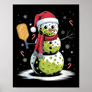 Womens Funny Pickleball Snowman Weihnachtsmannmütz Poster
