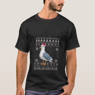 Womens Funny Seagull Ugly Christmas Sweater Santa T-Shirt