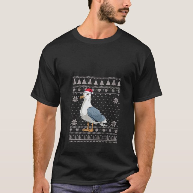 Womens Funny Seagull Ugly Christmas Sweater Santa T-Shirt (Vorderseite)