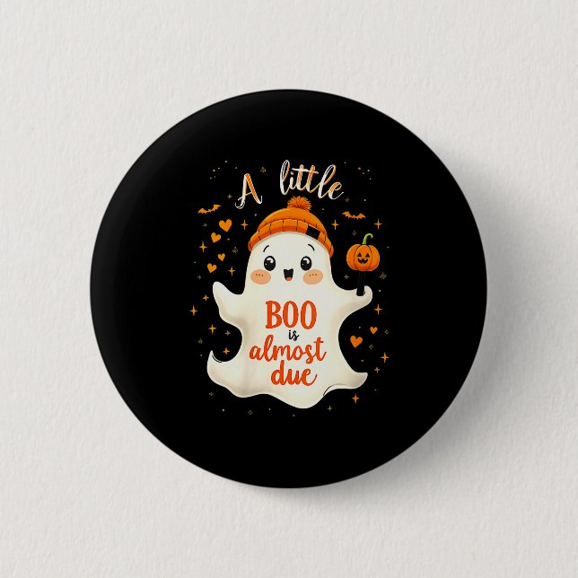 Womens Funny Soky Pregnancy A Little Boo Is Almost Button (Vorderseite)