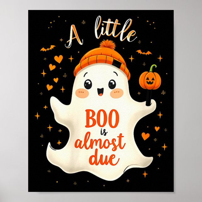 Womens Funny Soky Pregnancy A Little Boo Is Almost Poster (Vorne)