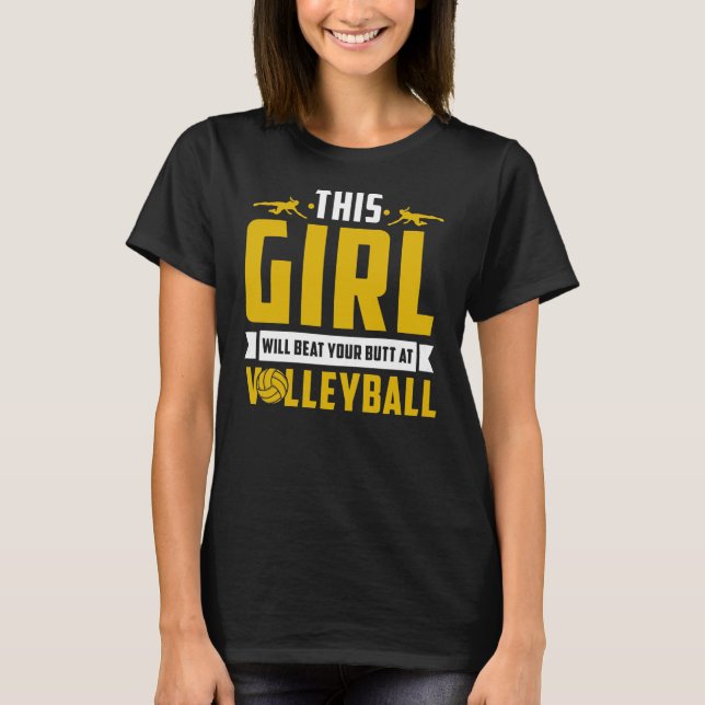 Womens Funny Volleyball Player Dieses Mädchen spie T-Shirt (Vorderseite)