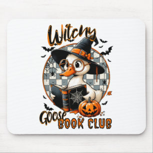Womens Funny Witchy Goose Book Club Halloween Shir Mousepad