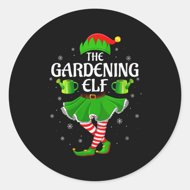 Womens Gardening Elf Christmas Family Girls Women  Runder Aufkleber (Vorderseite)