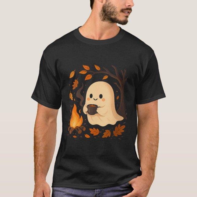 Womens Ghost By Campfire With Mug V-neck  T-Shirt (Vorderseite)
