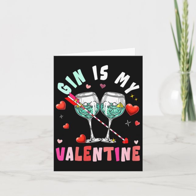 Women's Gin Is My Valentine Hearts Matching Drinke Karte (Vorderseite)