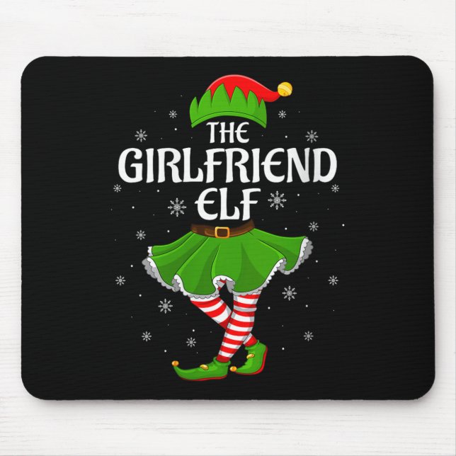 Womens Girlfriend Elf Christmas Family Girls Women Mousepad (Vorne)