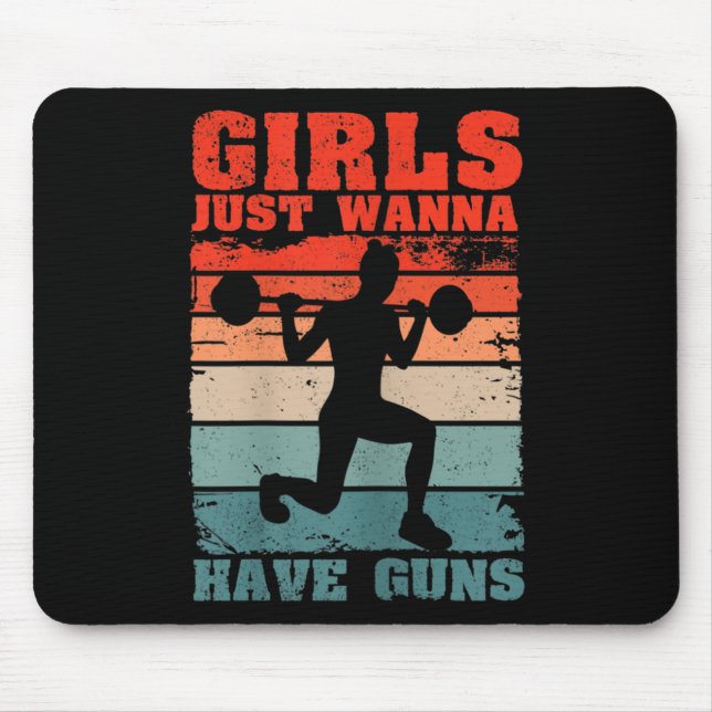 Womens Girls Just W Have Guns Funny Workout Girl G Mousepad (Vorne)