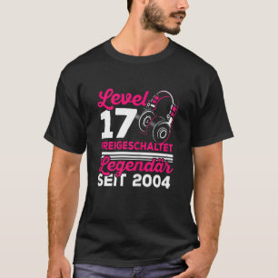 Womens Girls' Level 17 Jahr Geburtstag Gamer Vinta T-Shirt