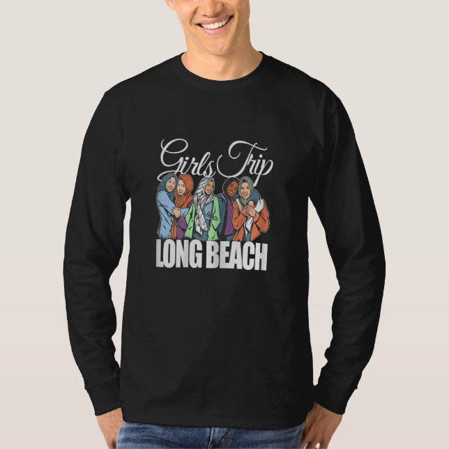 Womens Girls Trip Long Beach  Melanin Bestie & Bes T-Shirt (Vorderseite)