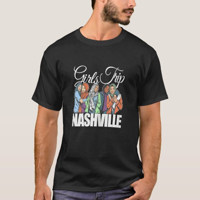 Womens Girls Trip Nashville   Melanin Bestie & Bes T-Shirt (Vorderseite)
