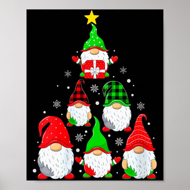 Womens Gnomes Christmas Tree Pajamas Funny Gnome H Poster (Vorne)