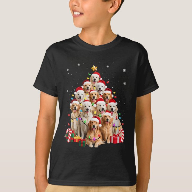 Womens Golden Retriever Christmas Tree Ornament De T-Shirt (Vorderseite)