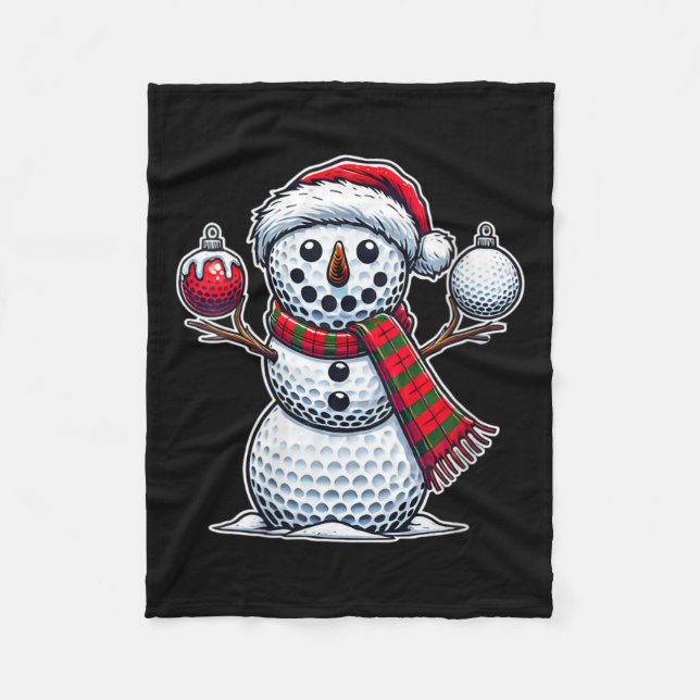 Womens Golf Ball Snowman Funny Frohe Weihnachten T Fleecedecke (Vorderseite)