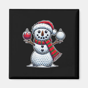 Womens Golf Ball Snowman Funny Frohe Weihnachten T Magnet