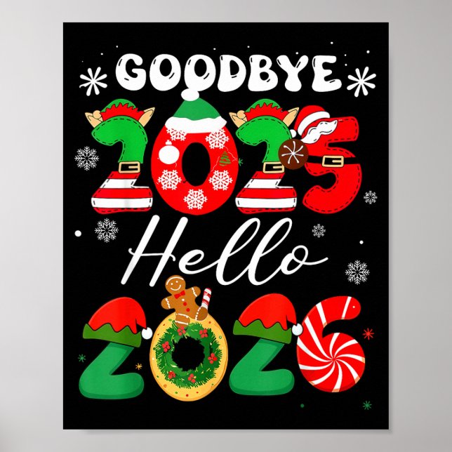 Womens Goodbye 2025 Hello 2026 Christmas Matching  Poster (Vorne)