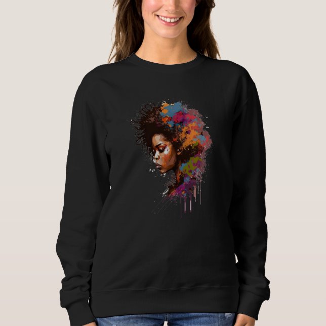 Womens Graffiti Afro Black Women African American Sweatshirt (Vorderseite)