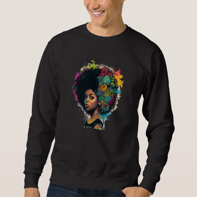 Womens Graffiti Afro Black Women African American  Sweatshirt (Vorderseite)