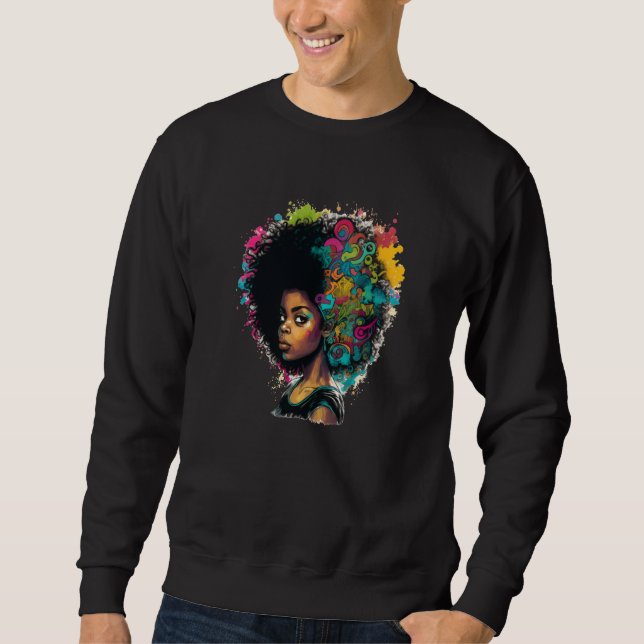Womens Graffiti Afro Black Women African American  Sweatshirt (Vorderseite)
