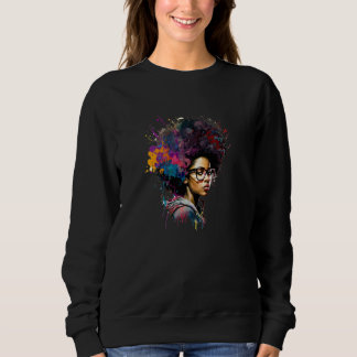 Womens Graffiti Afro Black Women African American  Sweatshirt