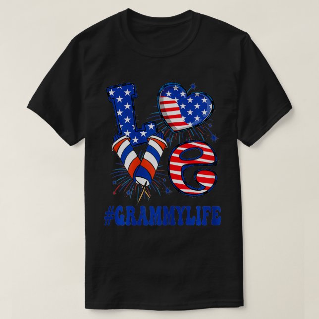 Womens Grammy Liebe USA Flag Oma 4. Juli Fa. T-Shirt (Design vorne)