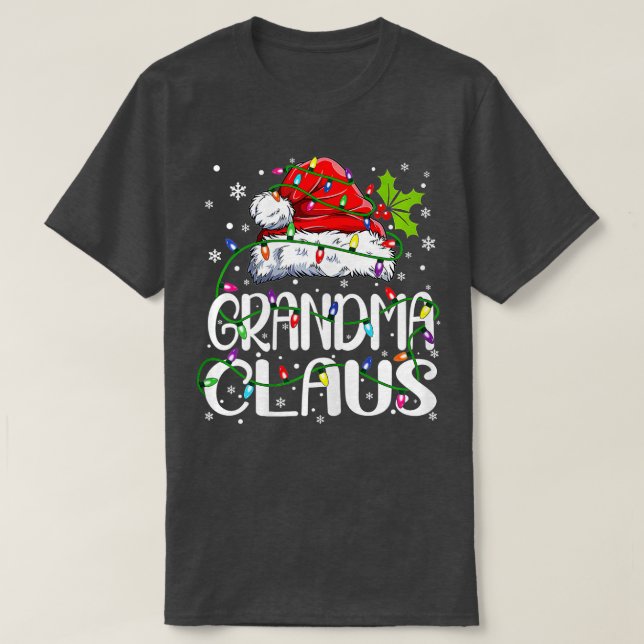 Womens Grandma Claus Christmas Lights Pajama Fami T-Shirt (Design vorne)