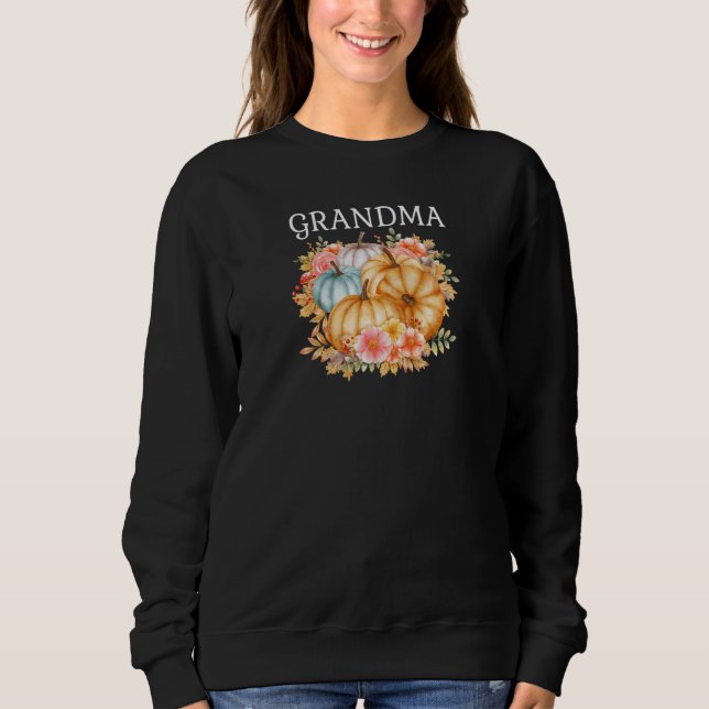 Womens Grandma Colorful Pumpkins Fall Autumn Flowe Sweatshirt (Vorderseite)