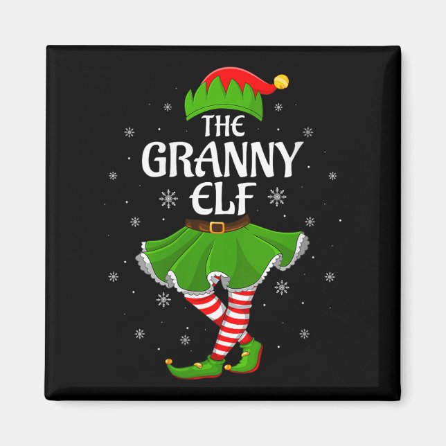 Womens Granny Elf Christmas Family Girls Women Elf Magnet (Vorne)
