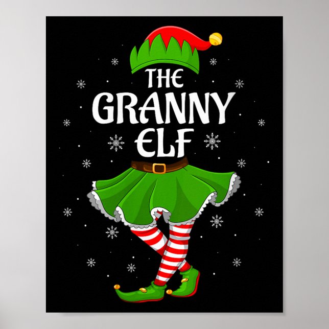Womens Granny Elf Christmas Family Girls Women Elf Poster (Vorne)