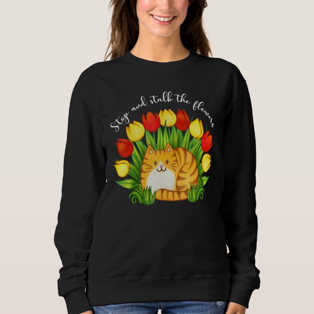 Women's Graphic Cat Mom Garden Flowers  Cat 1 Sweatshirt (Vorderseite)