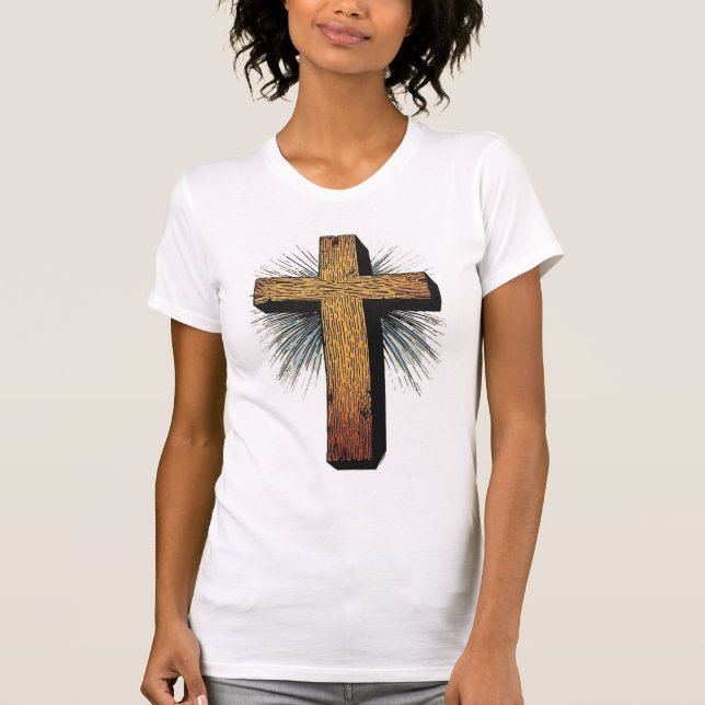 Women's Graphic Christian Cross Tee Shirt (Vorderseite)