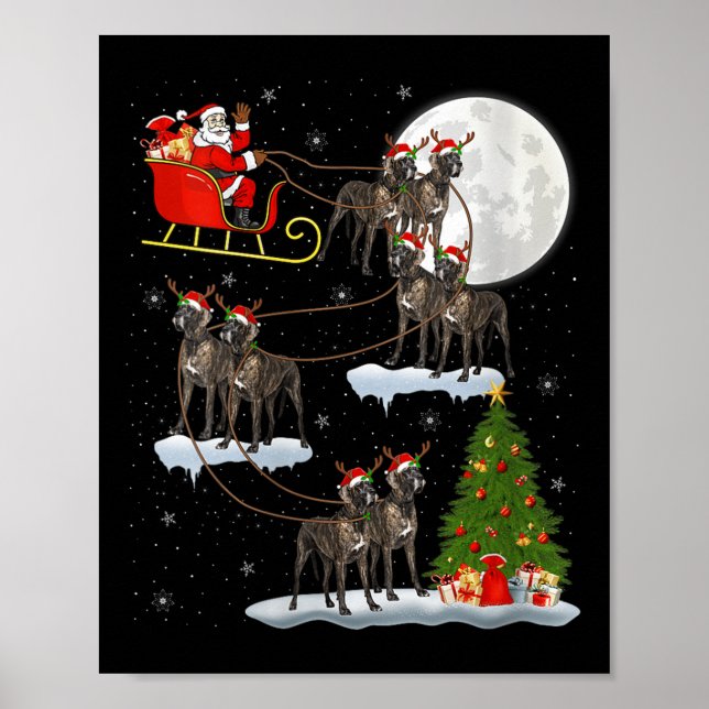 Womens Great Dane Dog Santa Sleigh Flying Funny Ma Poster (Vorne)