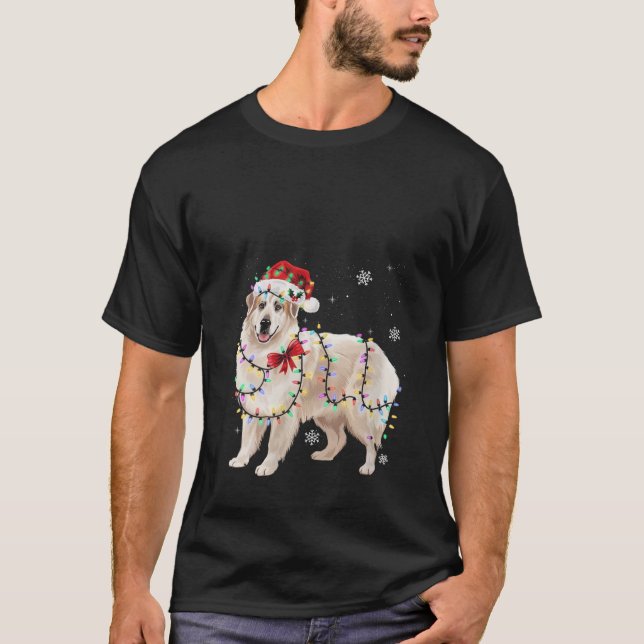 Womens Great Pyrenees Dog Christmas Light V Neck  T-Shirt (Vorderseite)