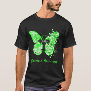 Womens Green Butterfly Faith Glaukom Bewusstsein T-Shirt