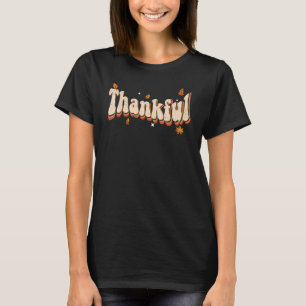 Womens Groovy Dankbarkeit Mama Herbst Herbst Thank T-Shirt