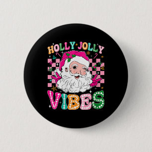 Womens Groovy Niedlich Santa Claus Weihnachten Vib Button