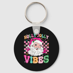 Womens Groovy Niedlich Santa Claus Weihnachten Vib Schlüsselanhänger