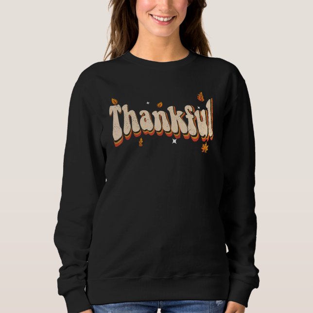 Womens Groovy Thankful Mama Fall Autumn Thanksgivi Sweatshirt (Vorderseite)