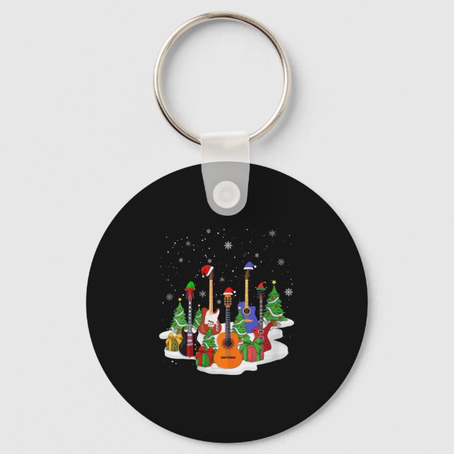 Womens Guitar Christmas Decor Musical Guitar Lover Schlüsselanhänger (Vorderseite)