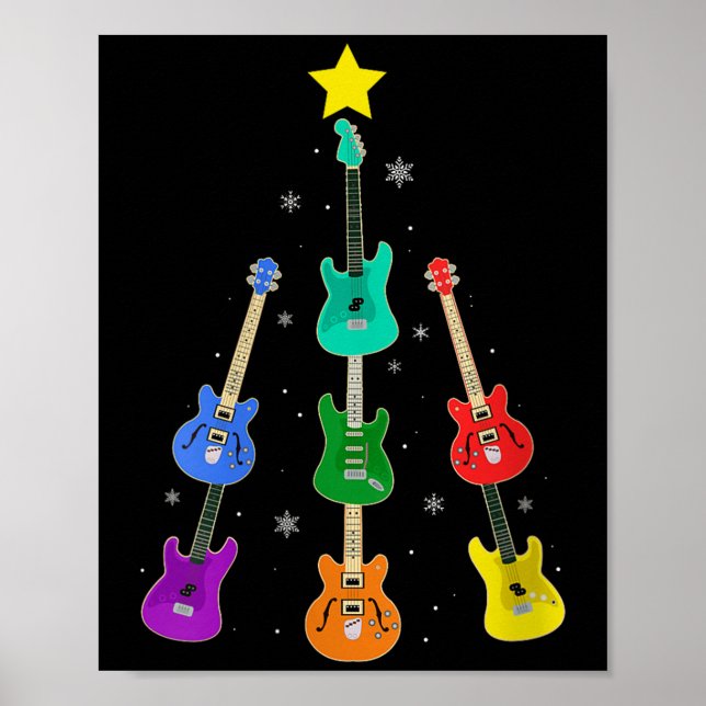 Womens Guitar Christmas Tree Musical Guitar Lovers Poster (Vorne)